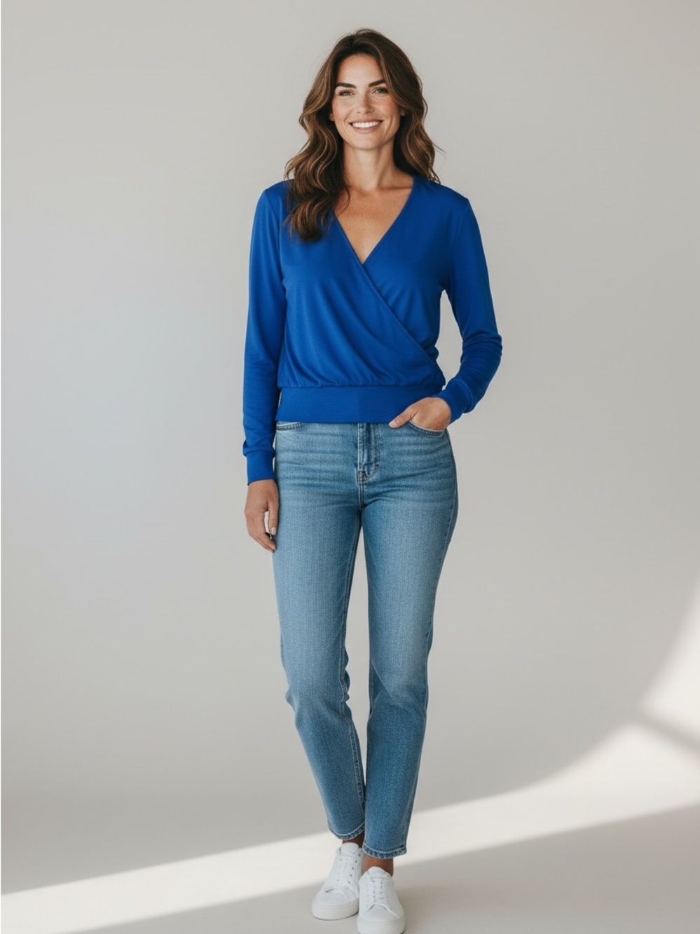 Boston Proper V-Neck Tunic in Bright Blue